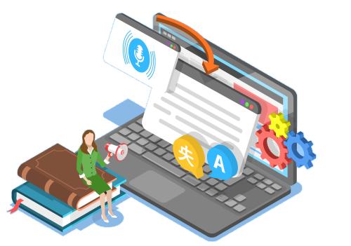 person sitting on books looking at a computer screen of text