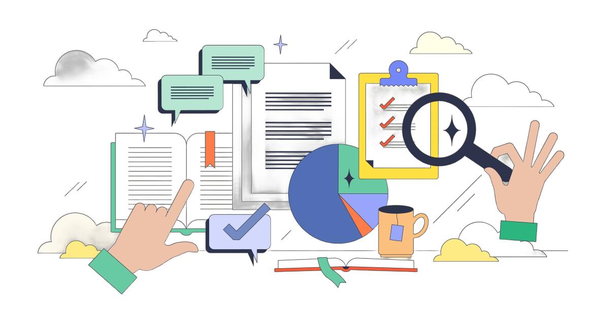 Image showing a person examining various notes & texts 