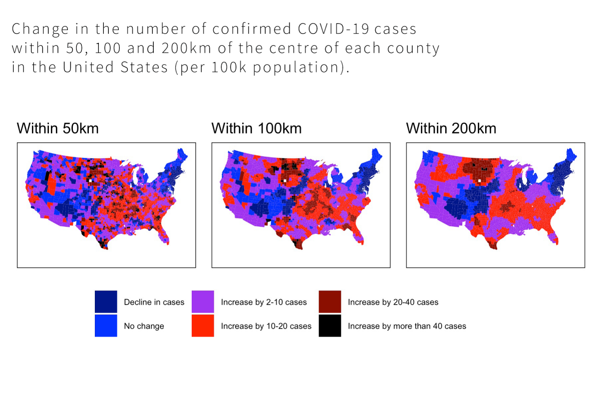 covid data mapped onto a USA map using R