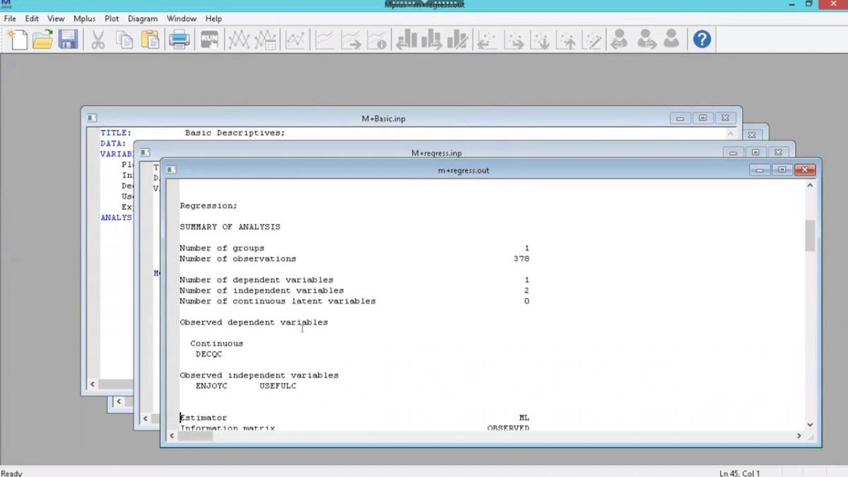 screenshot of Mplus software