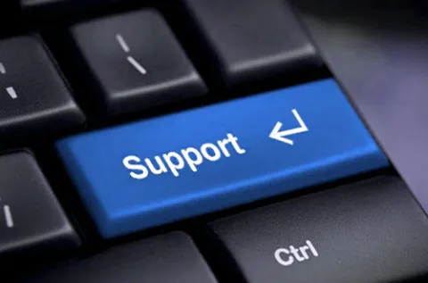 A keyboard with the enter key replaced by a key with the word "Support"